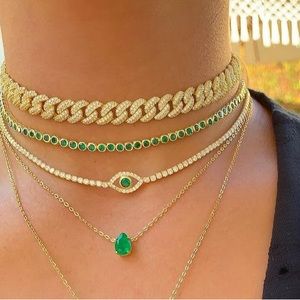 Gemma Azzurro - Emerald Green Bezel Tennis Bracelet, NWOT